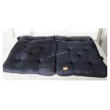 Four blue chair cushions, seller code VQ