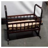 Antique Rocking Baby Cradle, with mattress