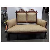 Victorian Seatee nice walnut framed early fabric