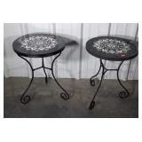 Two metal round top tables, 28" tall seller code