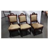 Three Victorian Parlor Side Chairs. Nice walnut