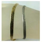 Two Sterling silver bracelets herringbone 6in a