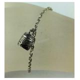 Sterling silver bracelet with beer keg charm