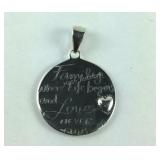 Sterling silver family tree quote pendant