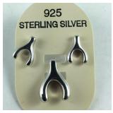 Sterling silver wishbone earrings and pendant set