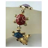 Multi color Austrian crystal enameled turtle