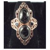 Size 7 shungite Thai black spinel ring rose gold