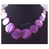 Purple shell necklace 18in stainless steel