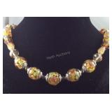 Murano style beaded necklace 26in
