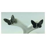 Sterling silver butterfly stud earrings