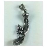 Lion and feather pendant stainless steel