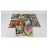 Comic books, nine DC and one Marvel title,