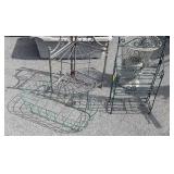 4pc. Gardening Decor Lot. Planter, wire shelves.