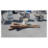 10 Bamboo Tiki Torch holders with 9 fuel burners