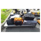 Group lot of suitcases and bags, cooler, infant