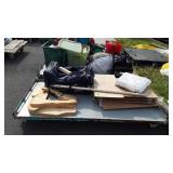 Wood craft items including bag of blocks