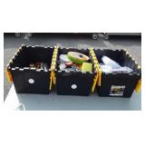 Three Commander XL totes with curtains, dishware,