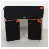 Two Boston Acoustics HD5 bookshelf speakers. And