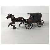 Cast iron Amish buggy and horse, shows some