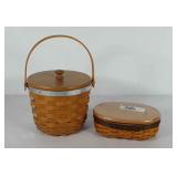 Longaberger baskets with wooden lids and