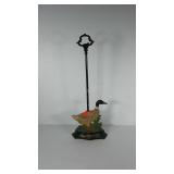 Cast iron duck door stop with handle, 24.5"