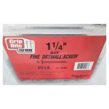 Grip Rite 1.25" fine drywall screws. 25lb box is
