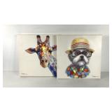Pair of colorful decor stretched canvas pictures,