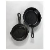 Cast iron skillets,  6" and 8"