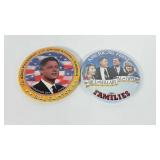 Political buttons, includes Bill Clinton