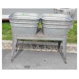 Nice Galvanized Double Washtubs with Stand, both