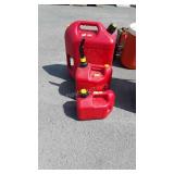 Three poly Gasoline Containers, 1-2-5 Gallon