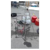 Misc. Iron works lot, easel part, 2 ring stands,