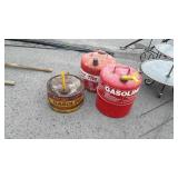 3-Metal Gasoline Cans, 2.5 and two 5 gallons