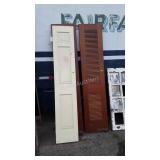 3pc Door Lot. Pair of Pine louvered 18x80", one