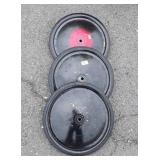 Three early soap box derby 12" Wheels,