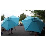 2 blue pier one 6 ft umbrellas used condition