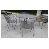 5pc Wrought Iron Outdoor Table Set, 4 chairs with