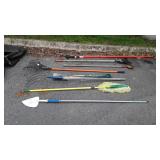 Tool Lot, tree limb Prunner, pitchfork, rakes,