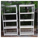 Two poly Storage shelves, 36x18x73" tall each.