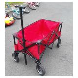 Red wagon. The wagon folds for storage