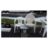 4pc misc Outdoor Furniture lot. 3 plastic Chairs