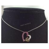 10k/925 Sterling Diamond and stone Necklace 18in