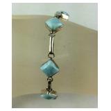 Sterling silver bracelet 8in laminar blue seller