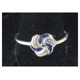 Size 11 Sterling blue diamond accent rhodium