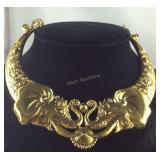 Elephant earrings and 16in necklace in ion gold