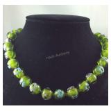 20in green Murano style bead necklace with