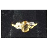 Size 9,14k gold over sterling Brazilian citrine