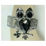 Gray and white Austrian crystal and glass 7in owl