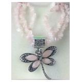 18in galilea rose quartz chip necklace with