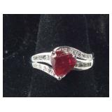 Size 6.75 Sterling lab created ruby and lab white